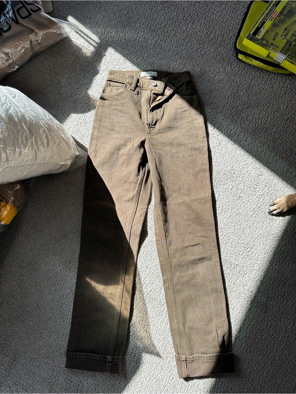 Abercrombie & Fitch Brown High-Rise Straight Jeans